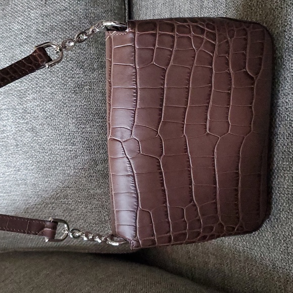 Longchamp Roseau Brown Croc Embossed Leather Bag - Picture 11 of 13